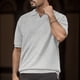 thumbnail image 2 of Gibobby Playera Tipo Polo Hombre Polos de golf de manga larga para hombre de un cuarto, estilo casual ajustado cuello en V, diseño básico(Gris,M), 2 of 5