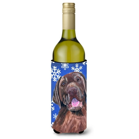 

Caroline s Treasures SC9384LITERK Labrador Winter Snowflakes Holiday Wine Bottle Hugger Wine Bottle multicolor