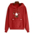 thumbnail image 4 of Women’s Christmas Graphic Hoodie Fleece Lined Oversized Long Sleeve Pullover Sweatshirt with Button Pocket Santa Print Holiday Casual Top,Red,XXL, 4 of 5