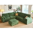 thumbnail image 1 of BEDEEP 120.1'' Modular Sectional Sofa with Storage Ottoman, L Shaped Chenille Cloud Couch, Convertible 6-Seater Sofa with Chaise for Living Room, Green, 1 of 8