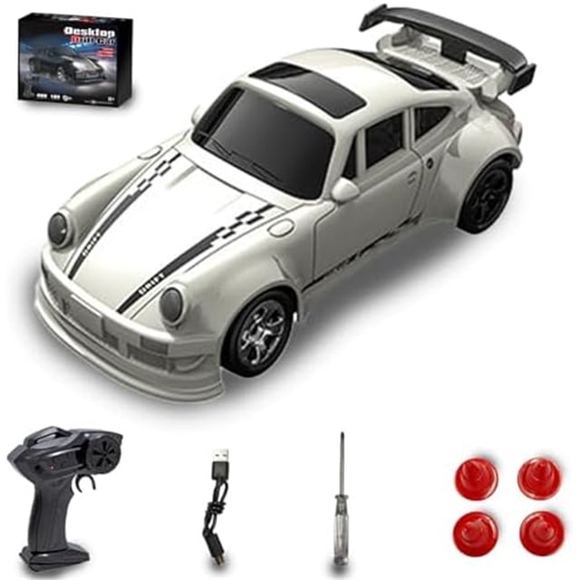 Mini 1/64 Scale RC Drift Car - 4WD Proportional Control, Licensed Model for Indoor Desktop Drifting