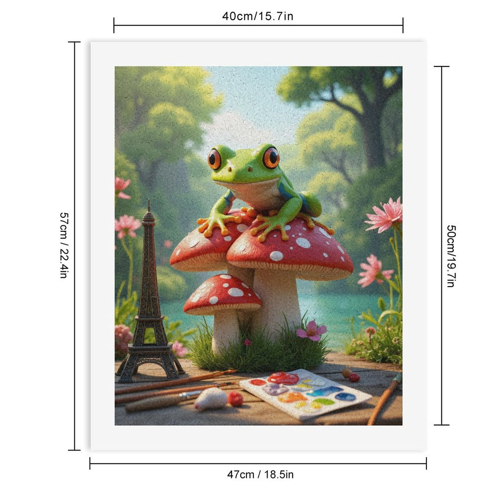 Paint By Numbers Kit for Adults Beginner - Frog On Mushroom Art Supplies Nature DIY Canvas Painting Kits for Adults, Frameless Paint By Number for Adults for Home Wall Decor 16x20 Inch