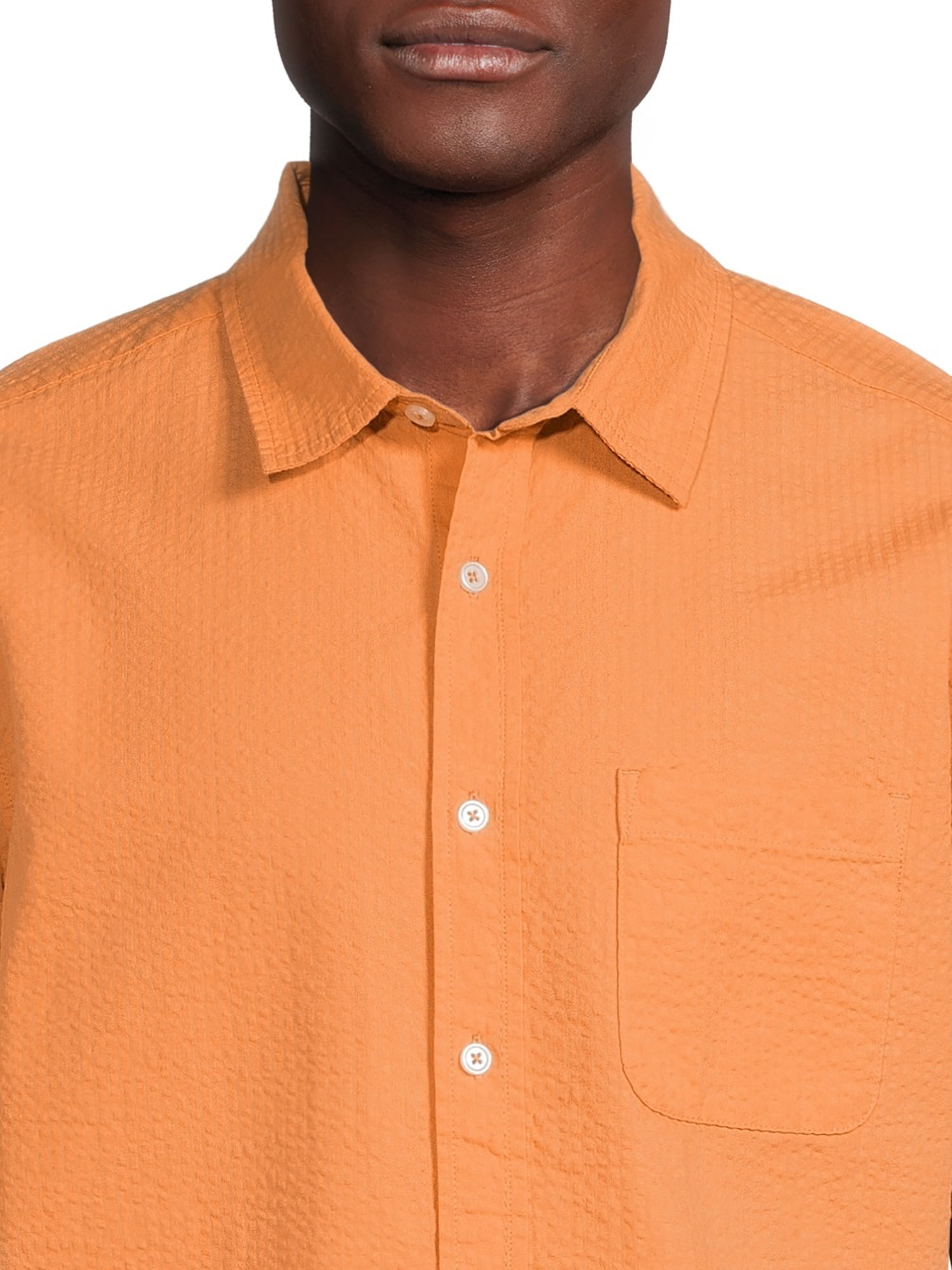 George Men's Seersucker Button Up Shirt with Short Sleeves