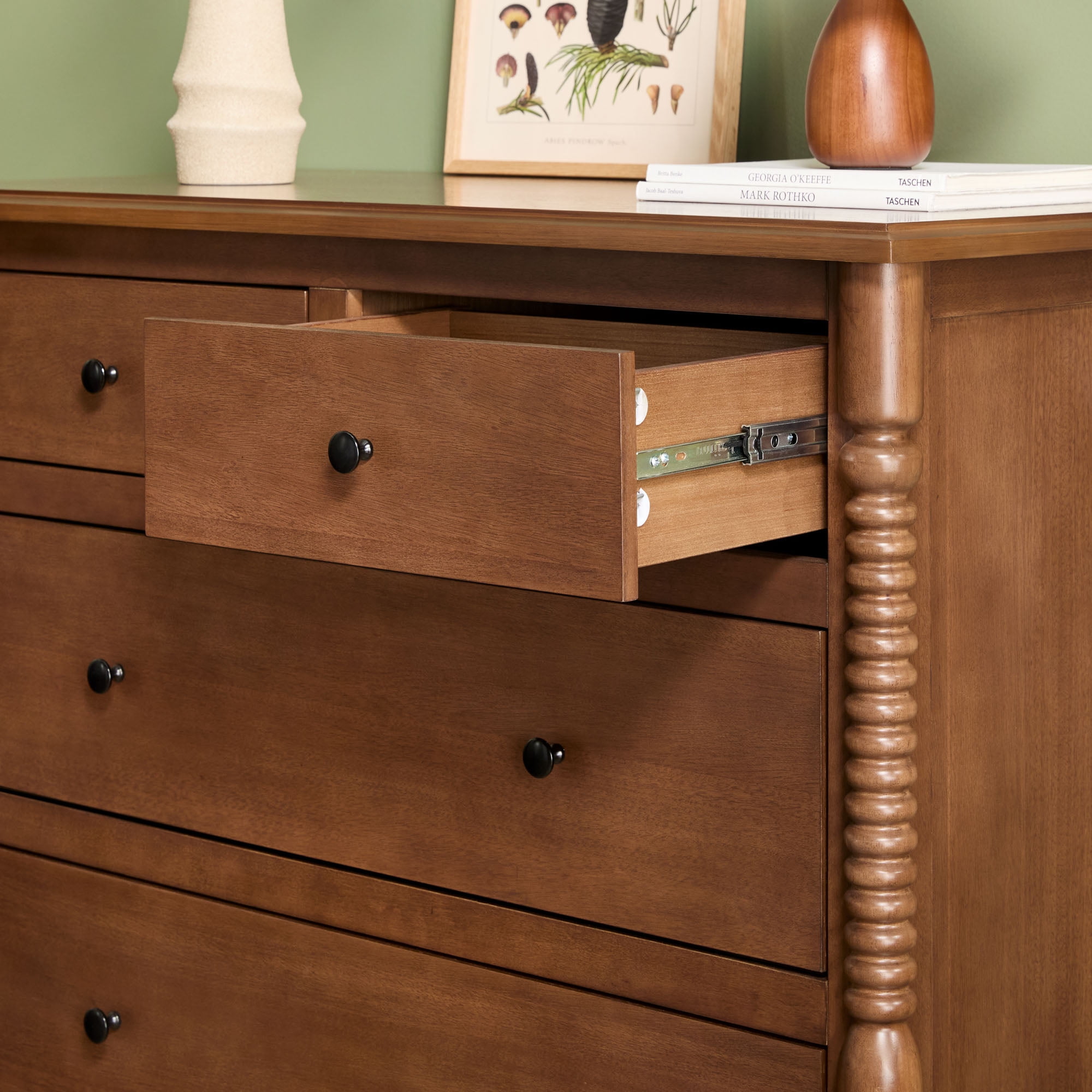 Vivienne Walker Edison Easy Assembly Solid Wood Spindle 5-Drawer Dresser - Dark Brown