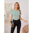 thumbnail image 6 of Women's Crew Neck Ribbed Fitted Shirt, Basic Short Sleeves Slim Fit Tops Summer T-Shirt 2024, 6 of 6