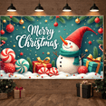 thumbnail image 2 of Colorful Theme Christmas Banner Decorative Design Snowman Banner Gift Prop for Holiday Celebration Winter Festival Indoor Decoration, 2 of 9