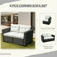 thumbnail image 6 of Outsunny 2 Piece Patio Wicker Corner Sofa Set, Outdoor PE Rattan Furniture, with Curved Armrests and Padded Cushions for Balcony, Beige, 6 of 8