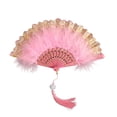 thumbnail image 2 of Ohmyroo Vintage Feather Folding Fan Artisanal Performance Prop For Wedding Garden Gatherings Multicolor 16x9 Inch, 2 of 7