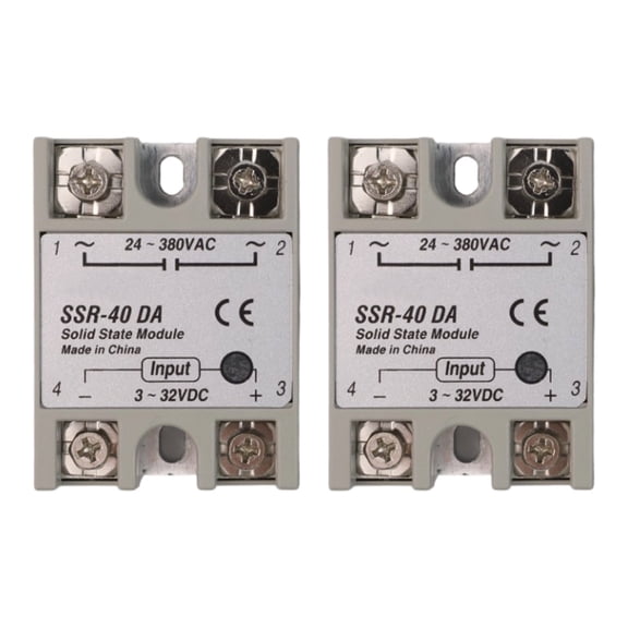 2 Pieces Single-Phase Solid State Relay Module SSR-40DA 3-32VDC Output 24-380VAC