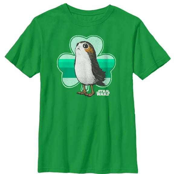Boy's Star Wars The Last Jedi St. Patrick's Day Porg Shamrock Graphic Tee Kelly Green Medium