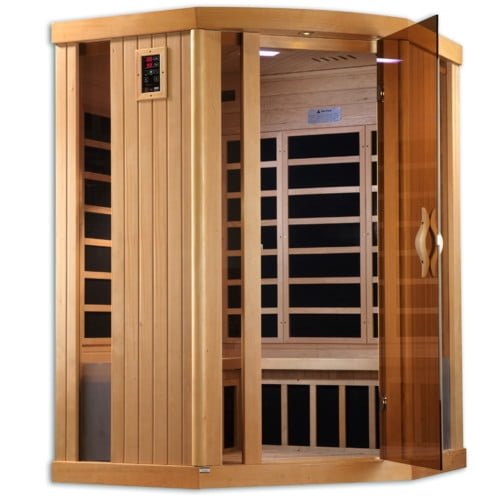 Dynamic Infrared Puretech Low EMF 3 Person Corner IR Carbon FAR Infrared Sauna by Gold Design Saunas
