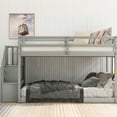 thumbnail image 3 of Twin Over Floor Bunk Bed In Gray With Storage Option - Quality & Stylish Convenient, 3 of 7