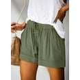 thumbnail image 4 of Womens Drawstring Shorts Summer Elastic Waist Casual Lightweight with Pockets, 4 of 10