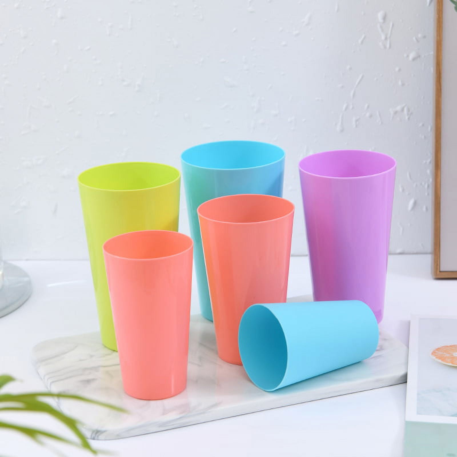 VANSINHO Large Plastic Cups Set of 12 BPA-Free Dishwasher Safe Colorful Unbreakable 35-ounce Mixed Drinkware Tumbler