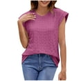 thumbnail image 3 of Women's Summer Tank Tops Round Neck Sleeveless Casual Blouses Shirts Loose Fit Breathable Lightweight Beach Vacation Holiday | CSEONE,Hot Pink L, 3 of 8