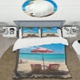 thumbnail image 2 of Designart "Beach Chairs Beach Pink" Nautical & Beach Bedding Covert Set - Coastal Beach Coral Coastal Bed Set With 2 Shams, 2 of 6