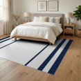 thumbnail image 3 of ODIKA Striped Bold Navy Horizontal Bands Awning Centered Panel Sriped for Queen Size Bedroom, Under Bed, Master Suite, Foldable Easy Care, 3 of 7