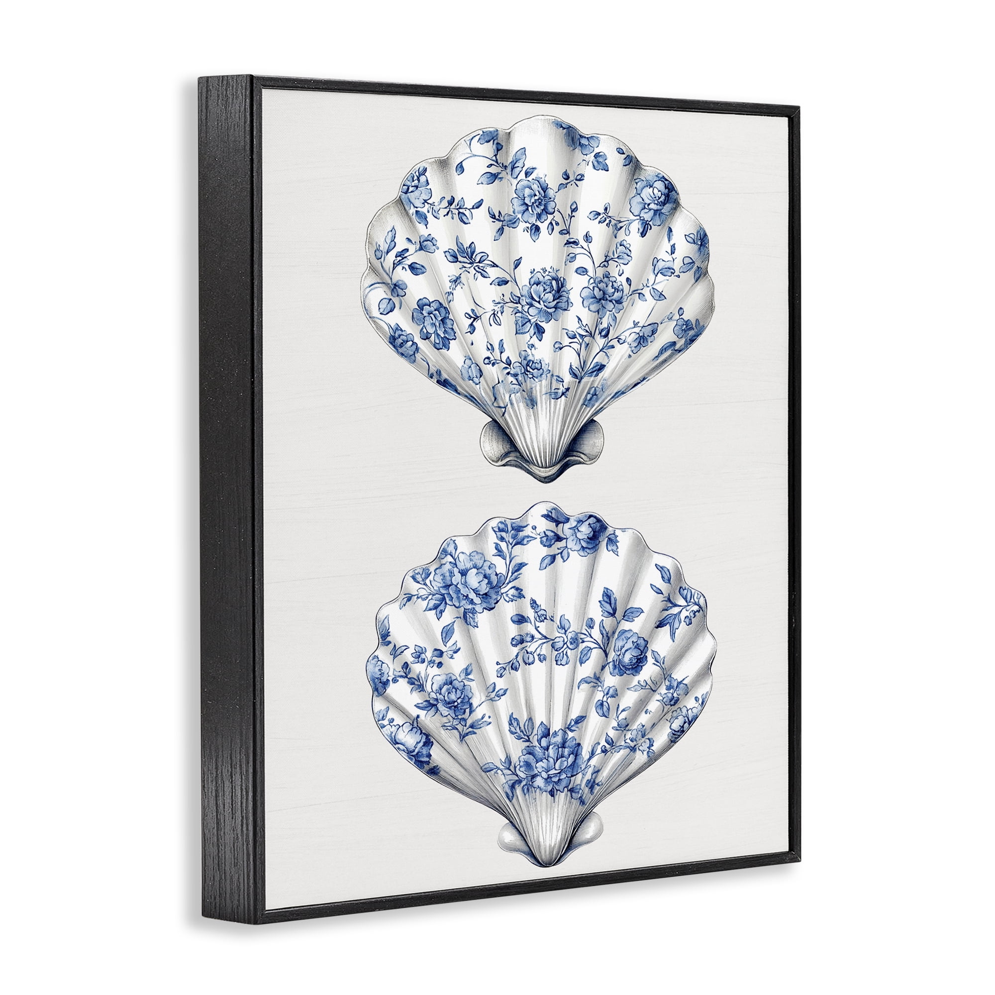 Delicate Toile Seashells Black Framed Giclee Art, design by Lettered and Lined