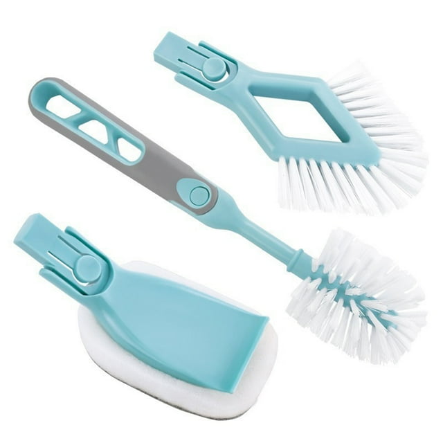 Cleaning Brush Set with 3 Interchangeable Heads Kitchen Scrubber 3 PC for Pots, Pans, Cups and Crevices
