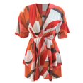 thumbnail image 4 of Women‘s Floral Print Mini Dress Pleated V Neck Drawstring Elastic Waist Ruffle Layered Mini Dress, 4 of 5