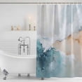 thumbnail image 4 of Teal Beige Waterproof Fabric Shower Curtain,Modern Oil Painting Art Coastal Waterproof Fabric Shower Curtain for Bathroom Curtains Bathtubs Hotel Washable Shower Curtains with 12 Hooks Standard 66x72, 4 of 8