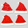 thumbnail image 5 of Single-Layer Red Velvet Christmas Hat with Foil Snowflake Print, Xmas Decorations, Holiday Party Wear Costume Accessory for Adults & Family, 5 of 8