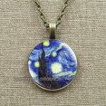thumbnail image 4 of Collar de pinturas al óleo de Arte de Van Gogh para mujer, joyería de cabujón de vidrio, colgante de girasol de cielo nocturno estrellado, regalos de amante para niña, 4 of 4