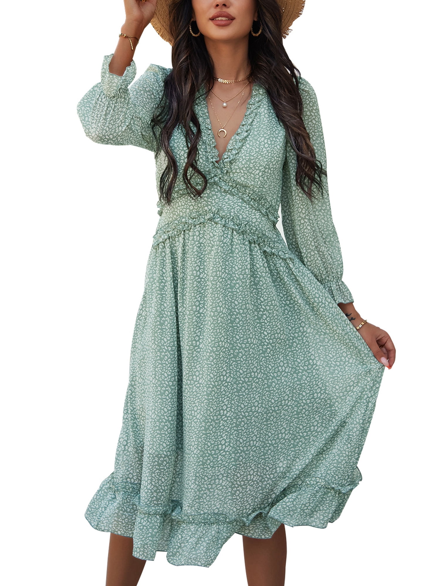 light green long sleeve dress