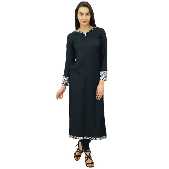 Bimba Women's Rayon Straight Tunic Indian Kurti Kurta Ethnic Casual Blouse