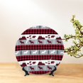 thumbnail image 6 of Balery Buffalo Plaid Forest Print Bone China Decorative Plate Ceramic Dinner Plates Art Crafts with Display Stand-10in, 6 of 6