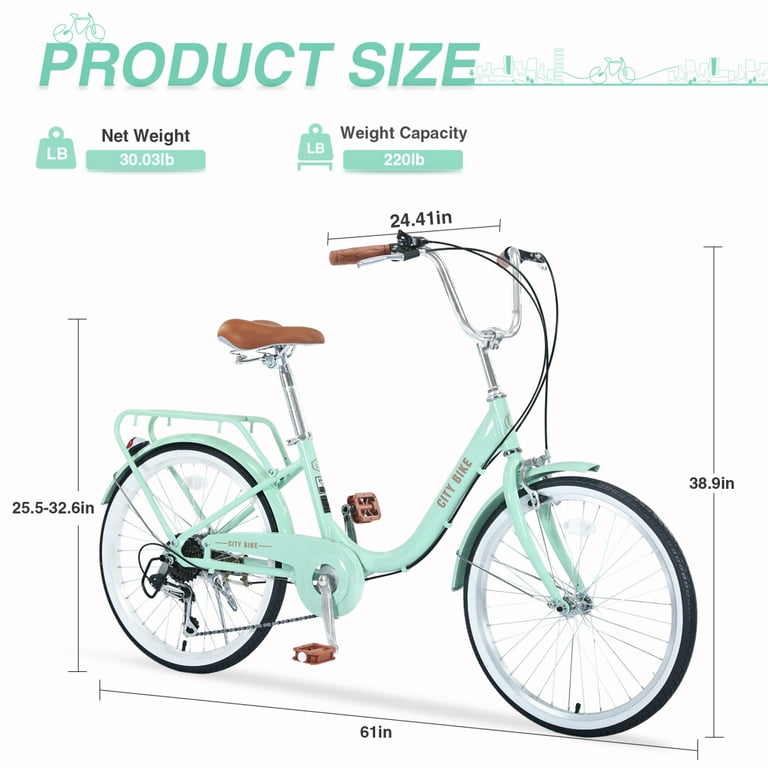 22 Inch Girls Bike for Age 8 7 Speed Beach Cruiser Bike for Teen Girls Aluminium Alloy Frame Bicycle Complete Cruiser Bikes City Bike Dual