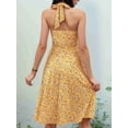 thumbnail image 4 of Robe d'Été Sans Manches Portefeuille à Col en V à Fleurs pour Femme Mini Robe Jaune TG, 4 of 5