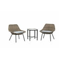 thumbnail image 2 of Outdoor Patio Garden Funiture Aruba 3PCS PE Wicker Rattan Coversation Seating Set W/2 Cushioned Deep Seating Chairs, 1PC Tile Top Side Table  -Natural/Blue Wicker Cushion, 2 of 11