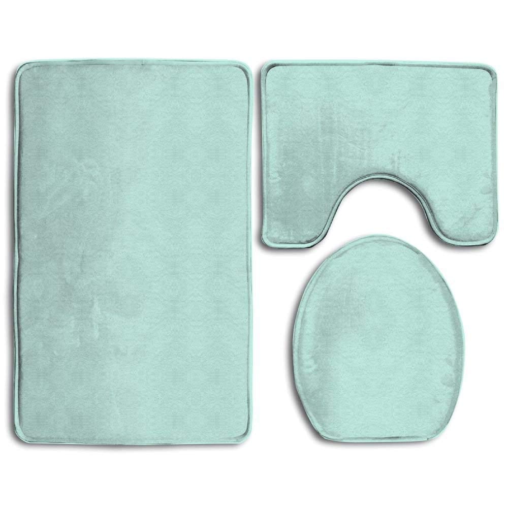 CHAPLLE Solid Mint Green 3 Piece Bathroom Rugs Set Bath Rug Contour Mat