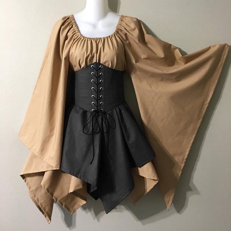 viking corset dress Medieval Renaissance Female Warrior Corset Skirt Set - Viking Costume