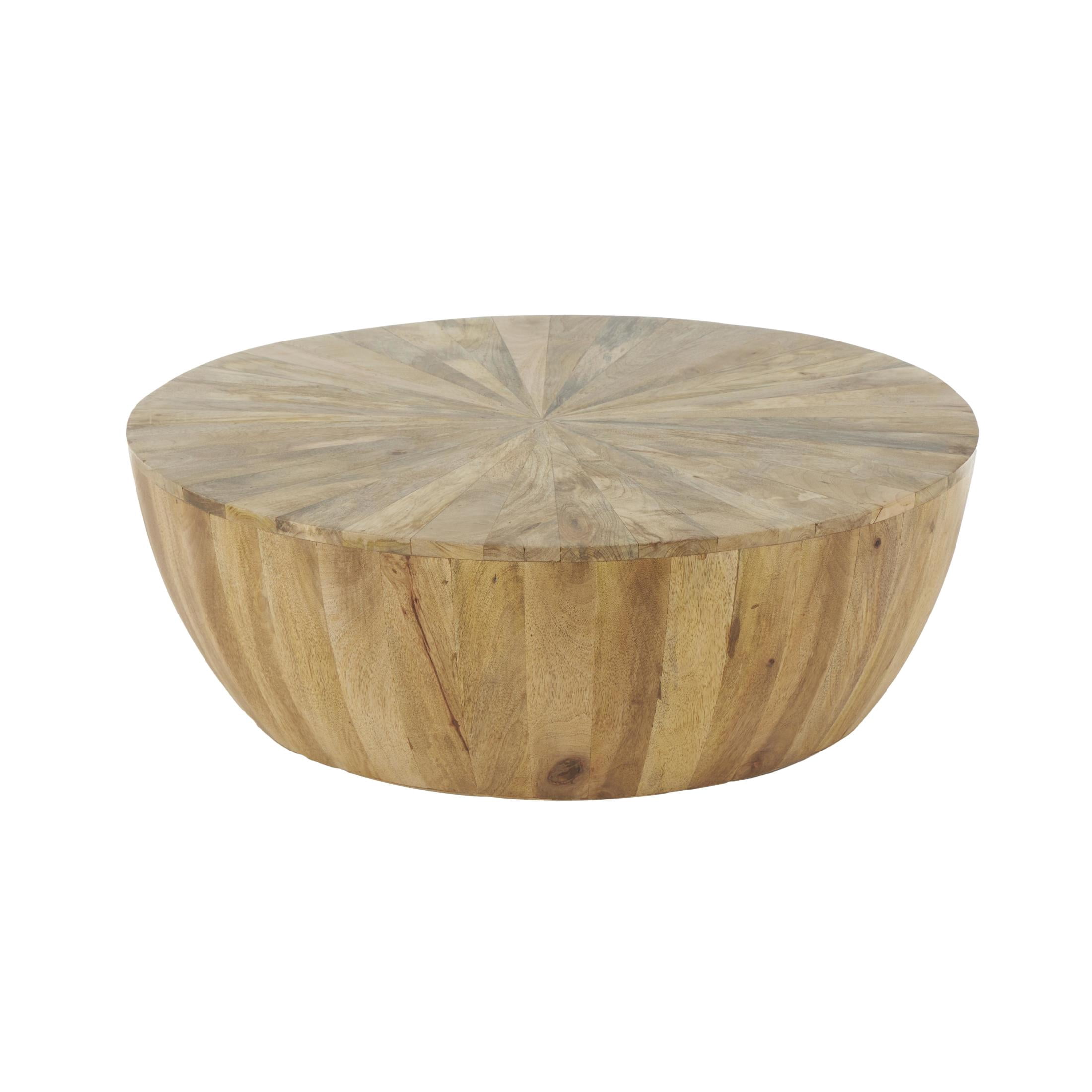 DecMode 36" x 13" Brown Mango Wood Handmade Round Coffee Table, 1-Piece