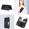 thumbnail image 4 of Wallet Case for Samsung Galaxy S25, Card Holder Slots & Cash Holder Zipper Pocket Handbag Case Magnetic Closure Kickstand Shockproof Back Flip Case Ring Grip for Women Men, Black, 4 of 8