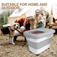 thumbnail image 6 of TIOVERY Dog Food Storage Container, 10-20lbs Collapsible Cat Food Containers with Airtight Clear Flip-top，Rolling Wheel and Pet Food Scoop, Pet Food Storage Container Bin for Dog Cat Bird Pets (Grey), 6 of 7
