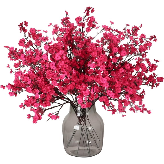 6 Pcs Faux Flower Fake Babys Breath Flower Bulk Artificial Gypsophila Bouquet Silk Floral for Home Kitchen Bedroom Festival Wedding Xmas Party Decor (Orange)