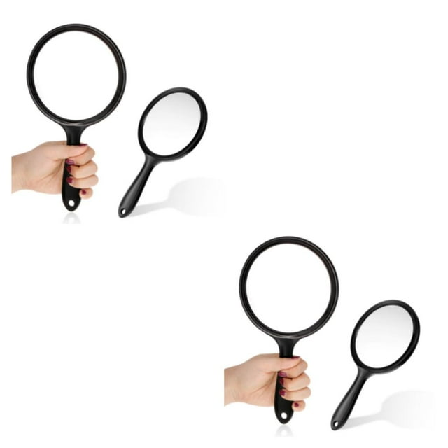 VONKY 2pcs Clear Magnifying Mirror With Handle Portable And Practical Impeccable And Sweet Gift Choice black 2Set