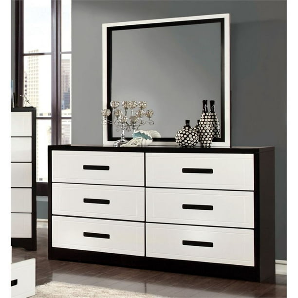 Furniture Of America Pillwick 6 Drawer Dresser And Mirror Set In White Walmart Com Walmart Com