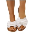 thumbnail image 6 of Eltusu Women Flat Slide Sandals, Open Toe Bow Non Slip Summer Beach Sandals Shoes Beige Size 9.5, 6 of 8