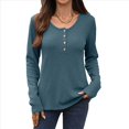 thumbnail image 1 of Blusas de Mujer, Corte Entallado, Cuello en V, Botones, Camisa Henley Gris Azulado XXL, 1 of 10