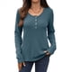 thumbnail image 1 of Blusas de Mujer, Corte Entallado, Cuello en V, Botones, Camisa Henley Gris Azulado XXL, 1 of 10