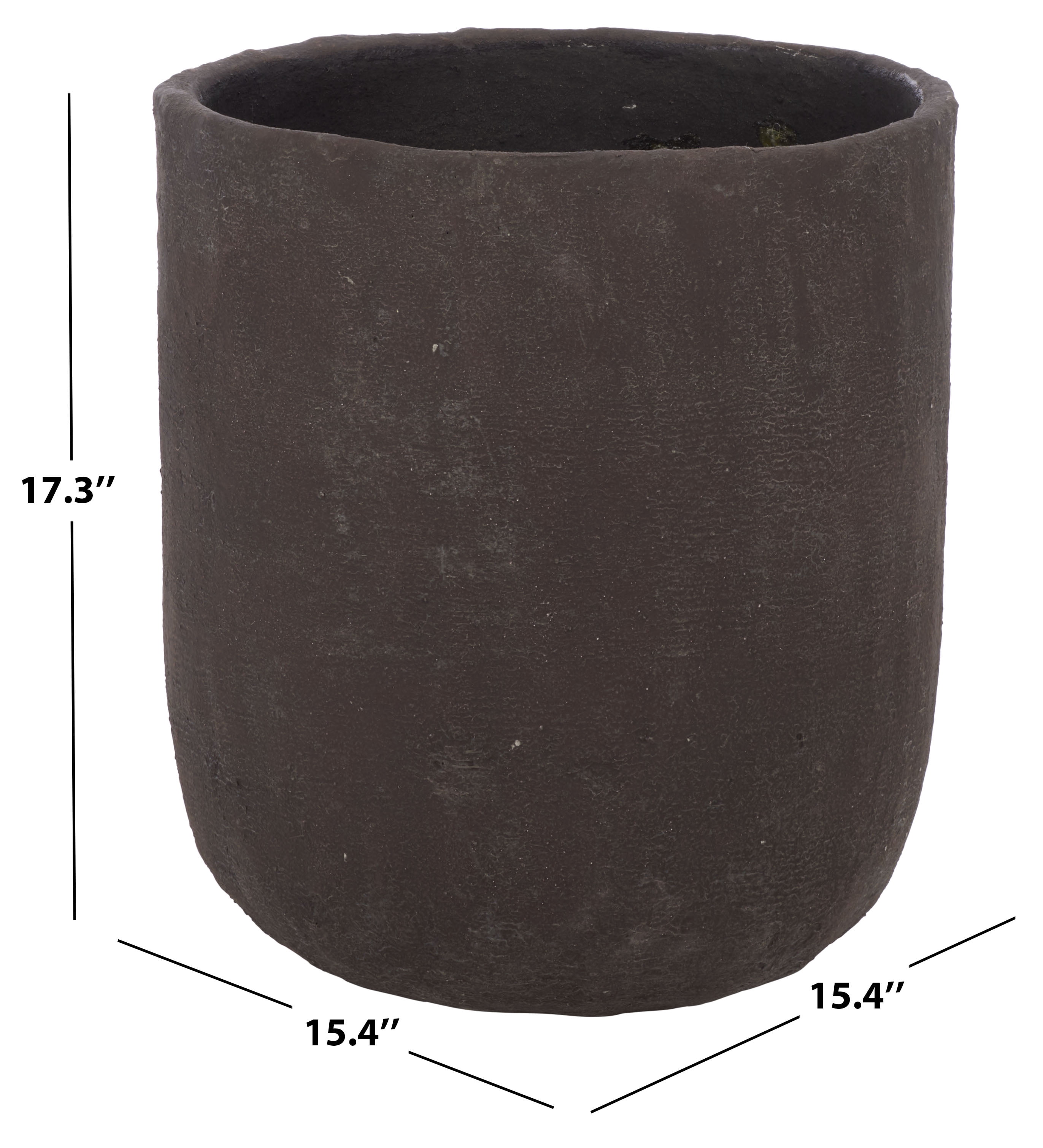 Safavieh 15.4" x 15.4" x 17.3" Round Brown Cement Bamboo Plant Pot