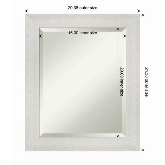 Amanti Art Mosaic White Framed Wall Mirror - 20.38 x 24.38 in