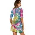 thumbnail image 2 of FKELYI Women's Swimwear Cover-Up Half Sleeve Beach Cover Ups Breathable Bathing Suit Coverup Colorful Tie-Dye Print Round Neck Females Beachwear Dress for Summer Party, XS, 2 of 6