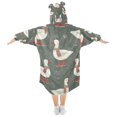 thumbnail image 2 of FORMRS Wearable Blanket Hoodie with Sleeves for Kids Cozy Flannel Sweatshirt, Winter Goose, 2 of 7