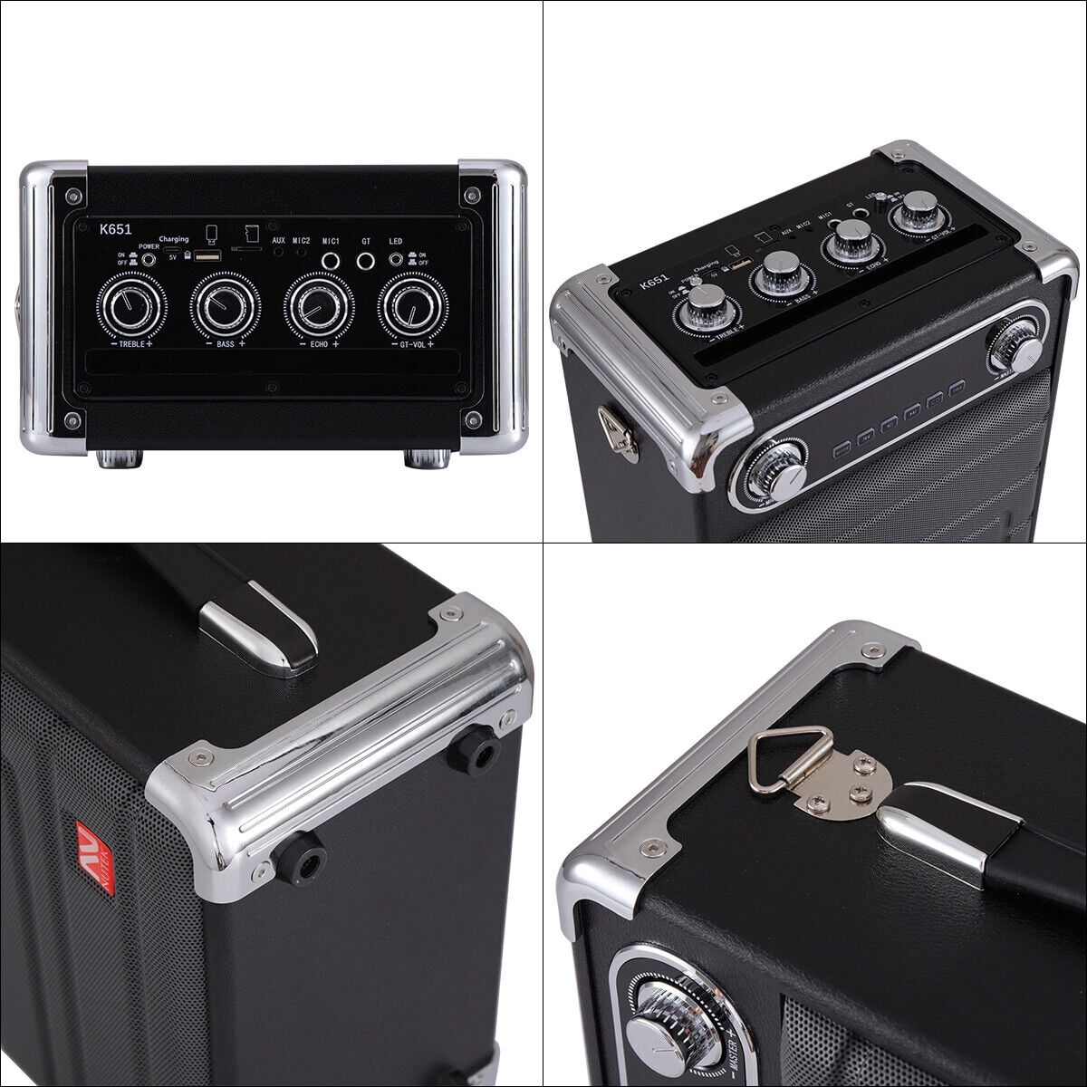 Lohoms Bluetooth Speaker Portable Karaoke Machine PA System 6.5" Woofer with 2 Wireless Microphones Remote LED Lights