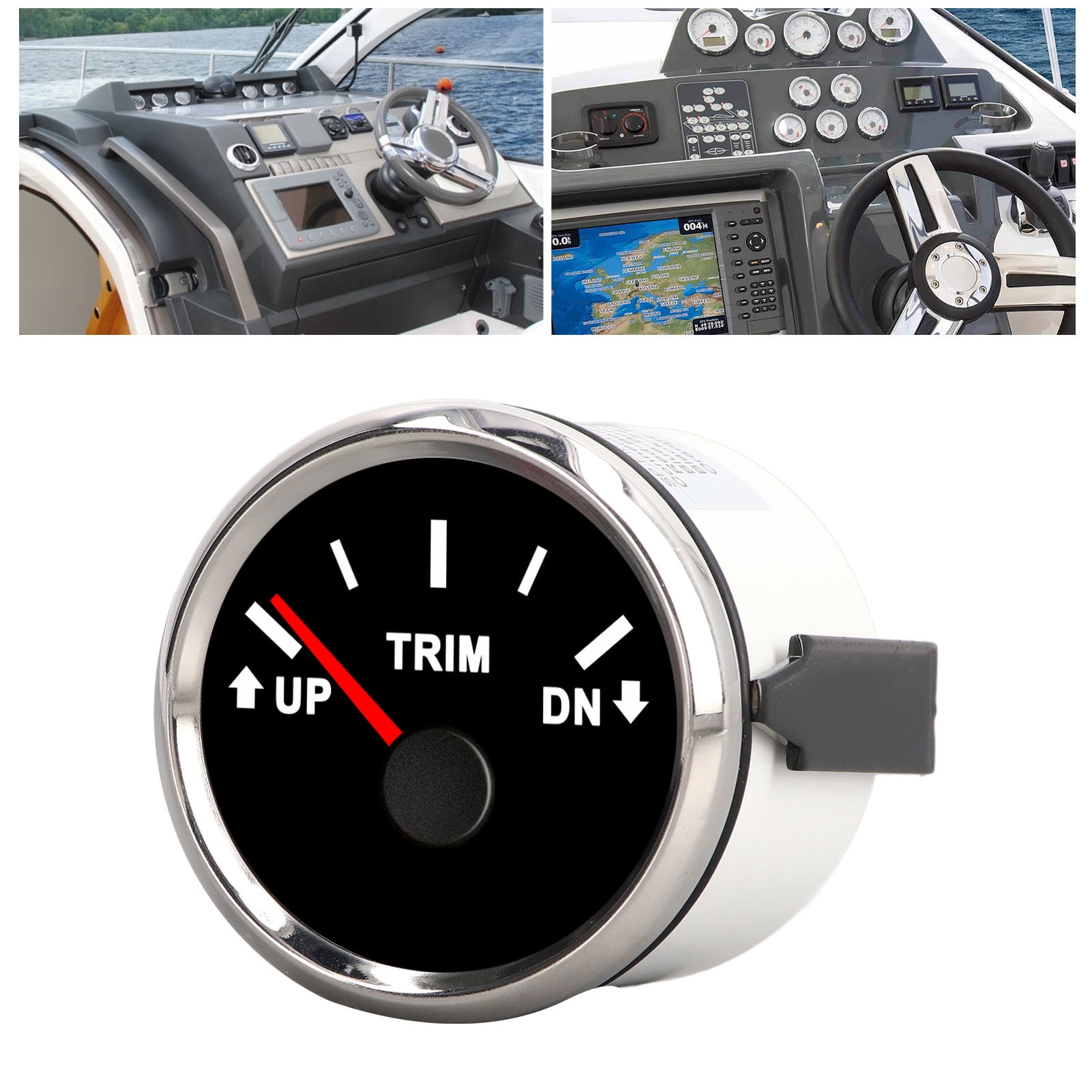 52mm Marine Boat Trim Gauge UP DN IP67 Waterproof Red Backlit 0190ohm Signal For Yacht Fishing